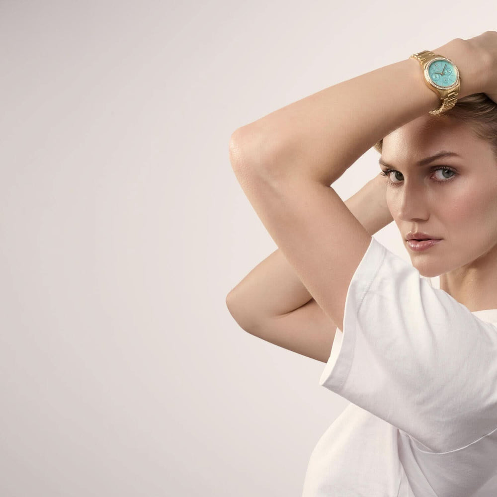 Gold Plated Ellera Grande Earrings SJ-E2869-TQ-YG