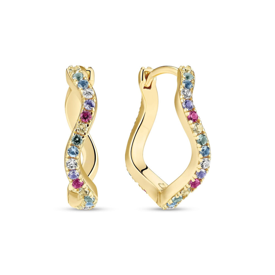 Gold Plated Ellera Waves Grande Earrings SJ-E3869-XCZ-YG