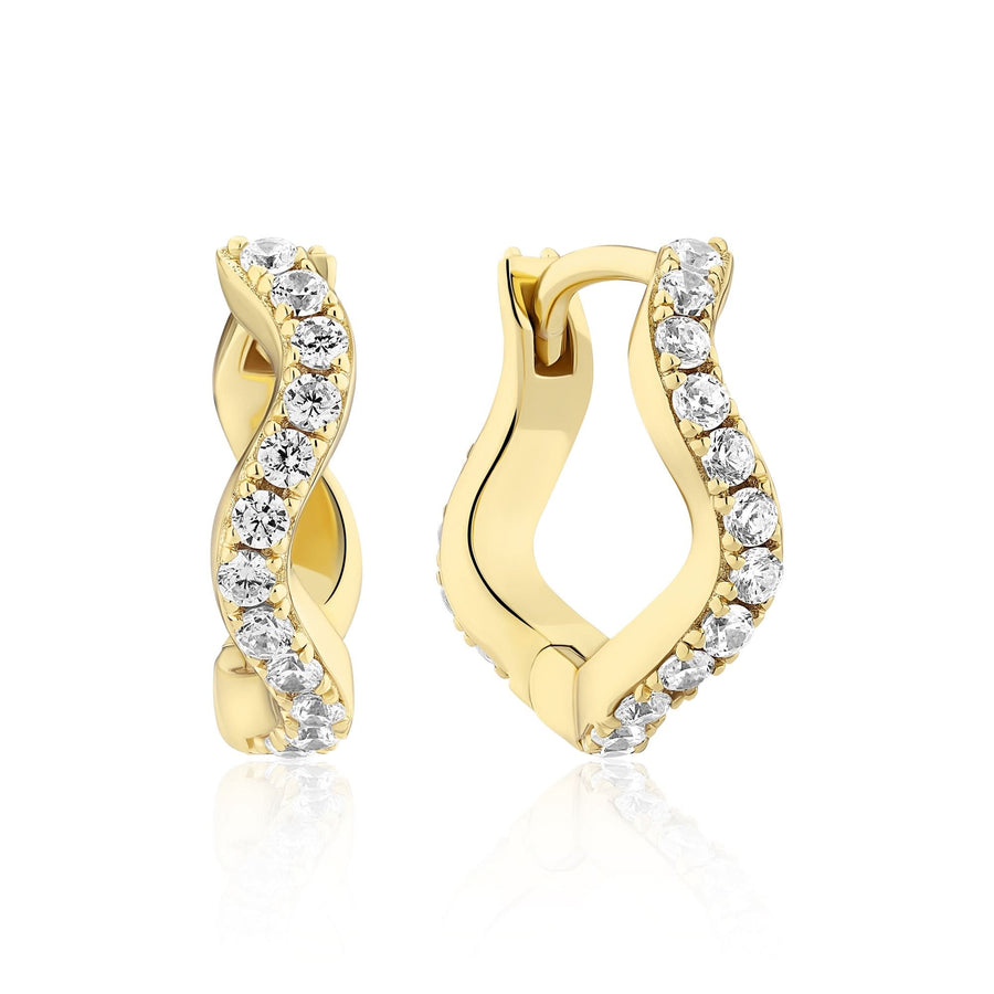 Gold Plated Ellera Waves Medio Earrings SJ-E3859-CZ-YG