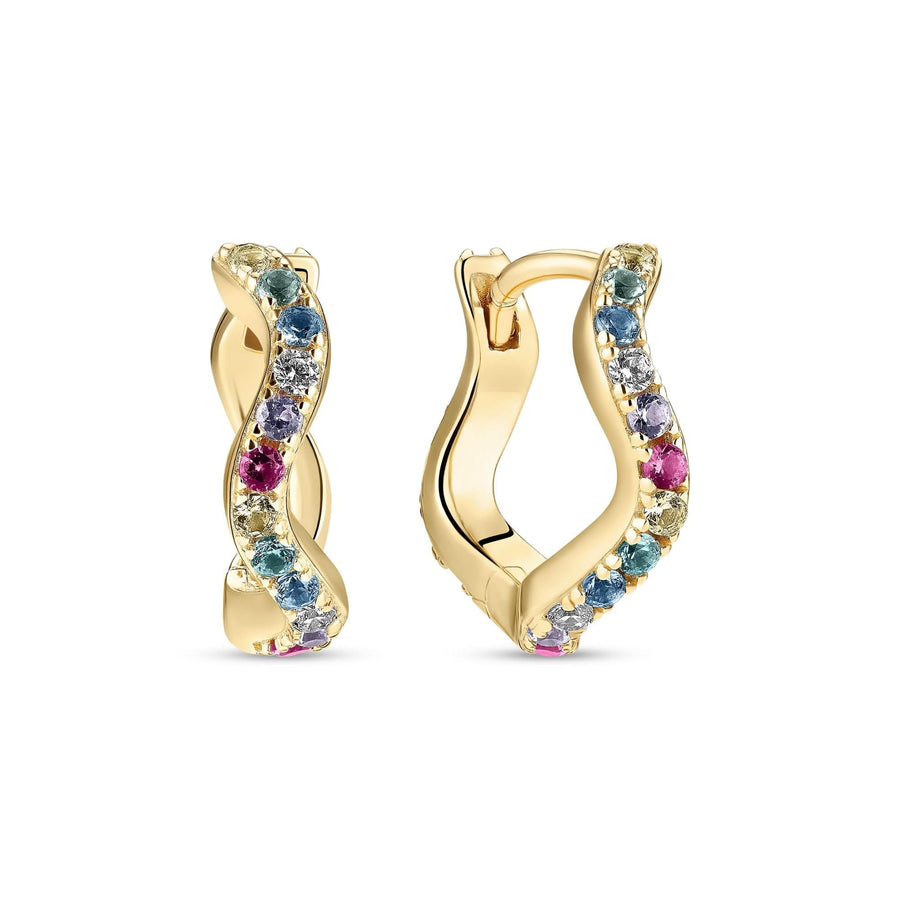 Gold Plated Ellera Waves Medio Earrings SJ-E3859-XCZ-YG
