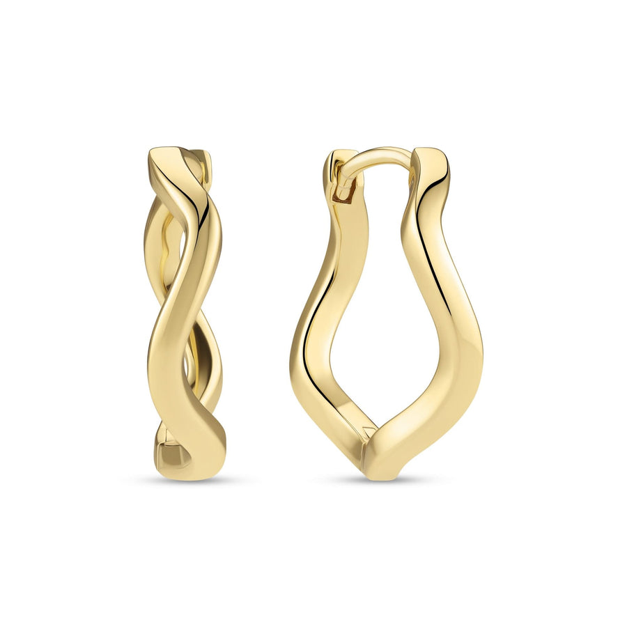 Gold Plated Ellera Waves Pianura Grande Earrings SJ-E3869-YG