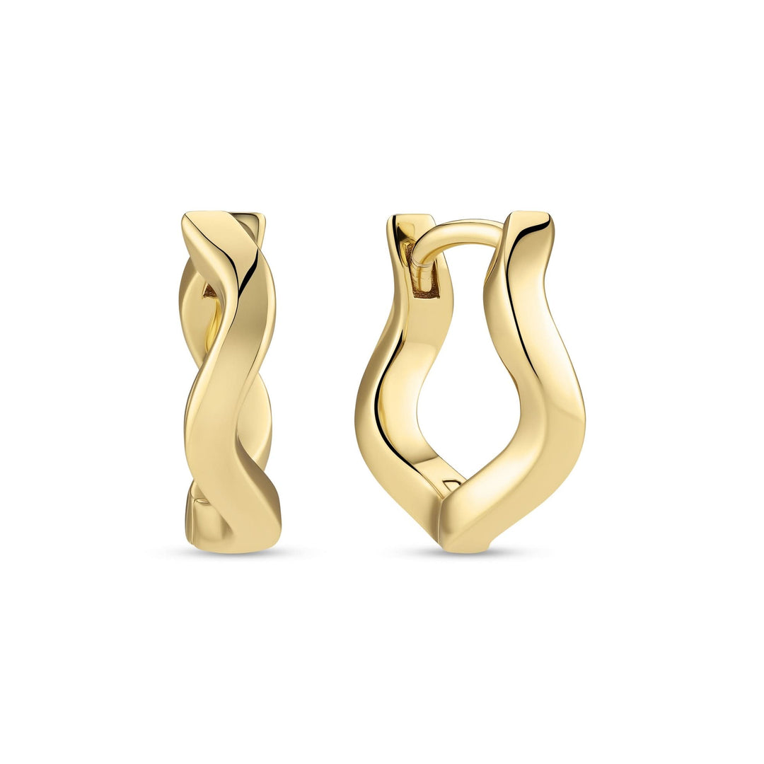Gold Plated Ellera Waves Pianura Medio Earrings SJ - E3859 - YGSif JakobsSJ - E3859 - YG