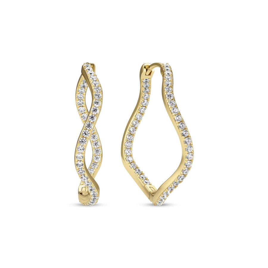Gold Plated Ellera Waves X-Grande Earrings SJ-E3879-CZ-YG
