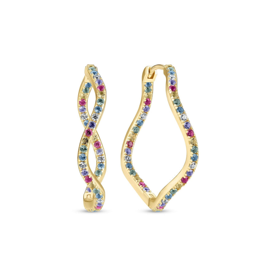 Gold Plated Ellera Waves X-Grande Earrings SJ-E3879-XCZ-YG