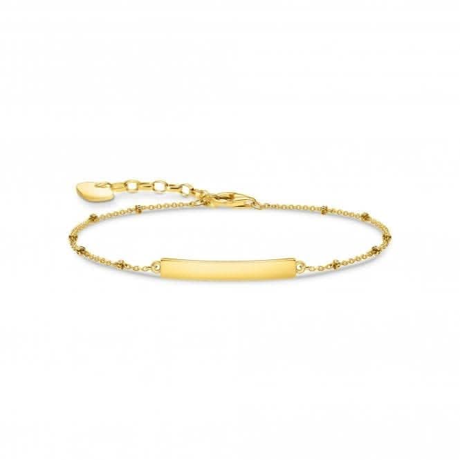 Gold Plated Engravable Bar Dot Bracelet A1975-413-39-L19V