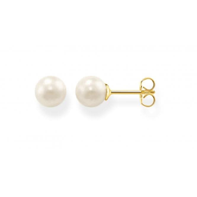 Gold Plated Freshwater Pearl White Ear Studs H1430-430-14