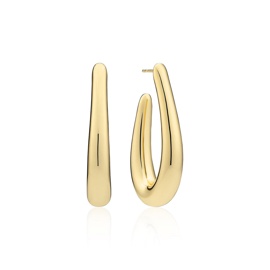 Gold Plated Goccia Pianura Medio Earrings SJ-E2484-YG