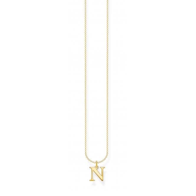 Gold Plated Letter N Necklace KE2023-413-39-L45V