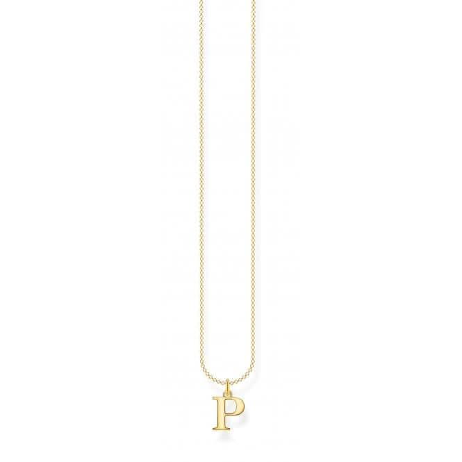 Gold Plated Letter P Necklace KE2025-413-39-L45V