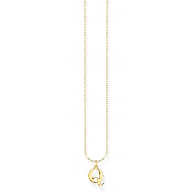 Gold Plated Letter Q Necklace KE2026-413-39-L45V