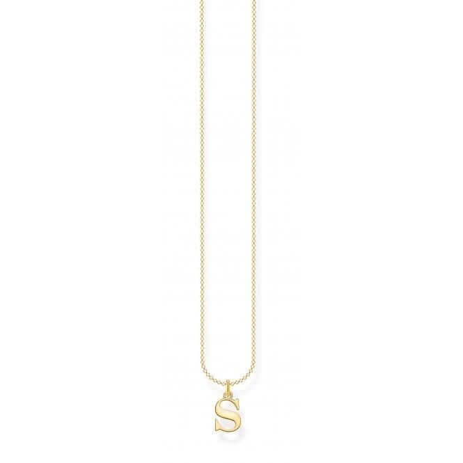 Gold Plated Letter S Necklace KE2028-413-39-L45V