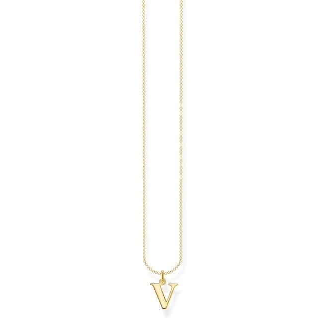Gold Plated Letter V Necklace KE2031-413-39-L45V