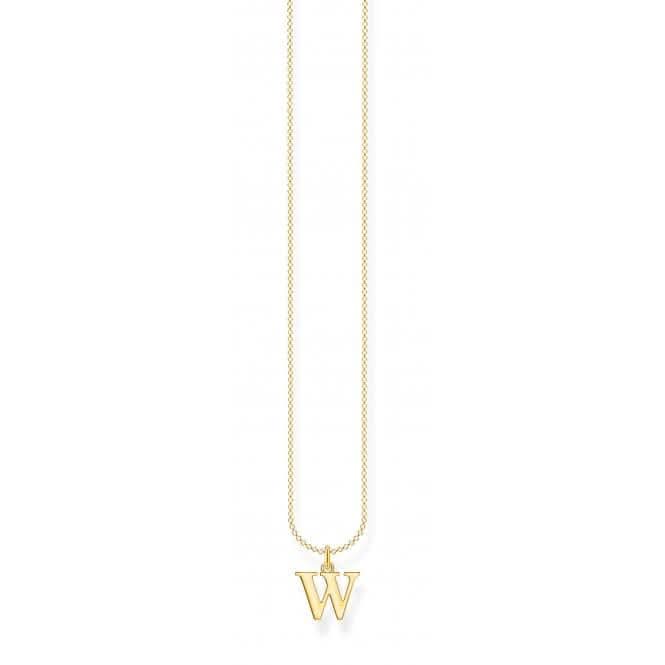 Gold Plated Letter W Necklace KE2032-413-39-L45V