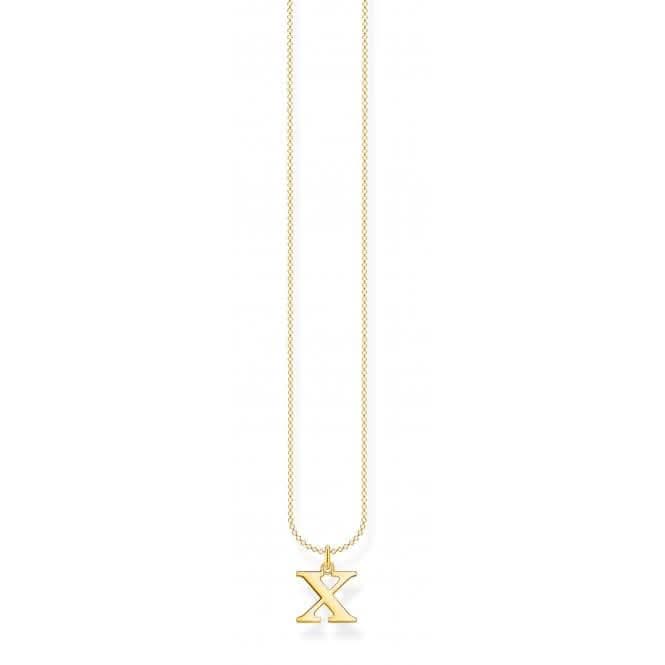 Gold Plated Letter X Necklace KE2033-413-39-L45V