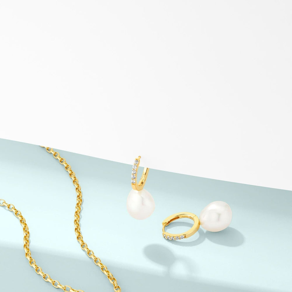 Gold Plated Padua Uno Earrings SJ-E2443-PCZ-YG