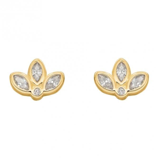 Gold Plated Zirconia Lotus Flower Earrings E6274CBeginningsE6274C