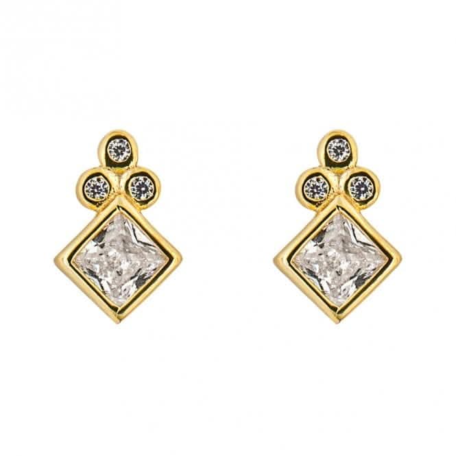 Gold Plated Zirconia Lozengue Earrings E6273CBeginningsE6273C