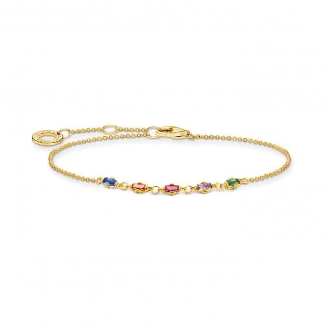 Gold Plated Zirconia Multicoloured Bracelet A2024-488-7-L19V