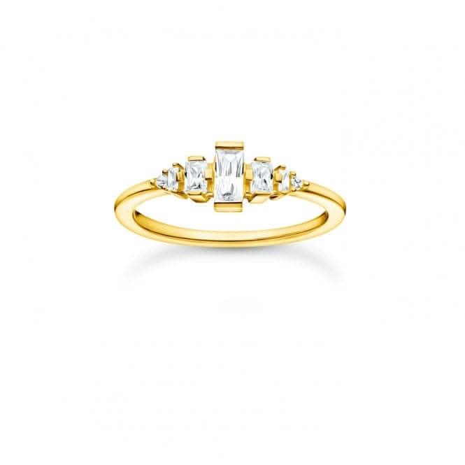 Gold Plated Zirconia Vintage White Stones Ring TR2347-414-14