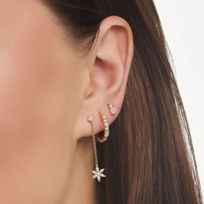 Gold Plated Zirconia White Stone Single Ear Stud H2185-414-14