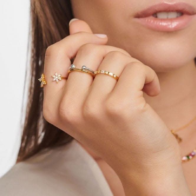 Gold Plated Zirconia White Stones Ring TR2348-414-14