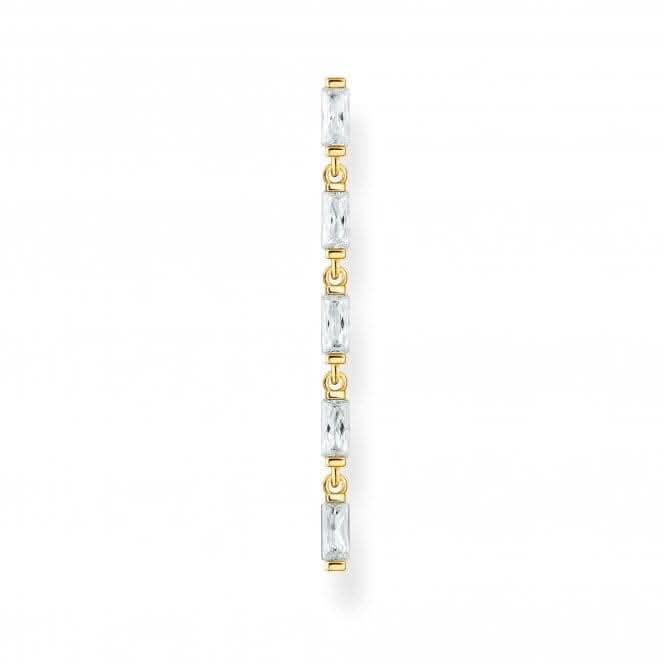 Gold Plated Zirconia White Stones Single Earring H2184-414-14