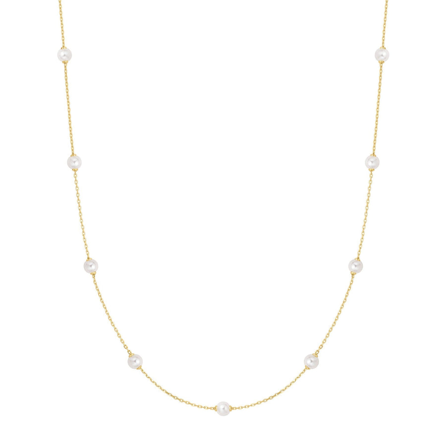 Gold Shell Pearl Station Chain Necklace N065-03G