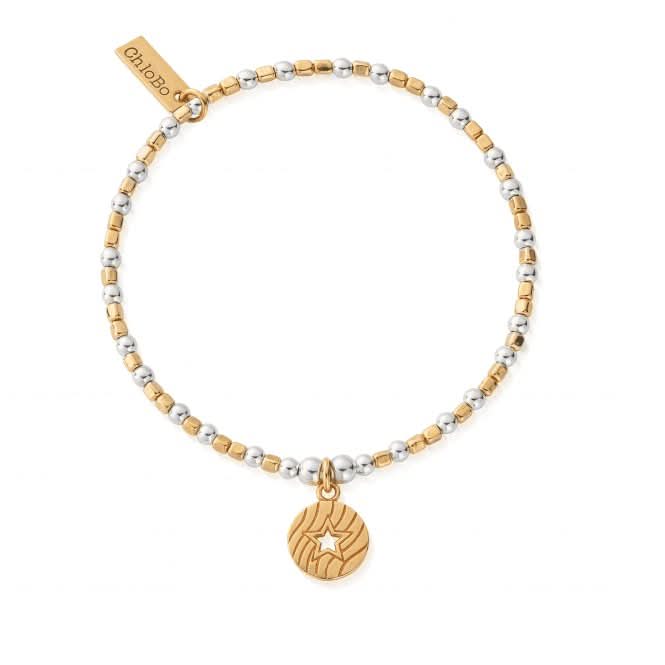 Gold & Silver Open Star In Circle Bracelet GMBCFB4017ChloBoGMBCFB4017
