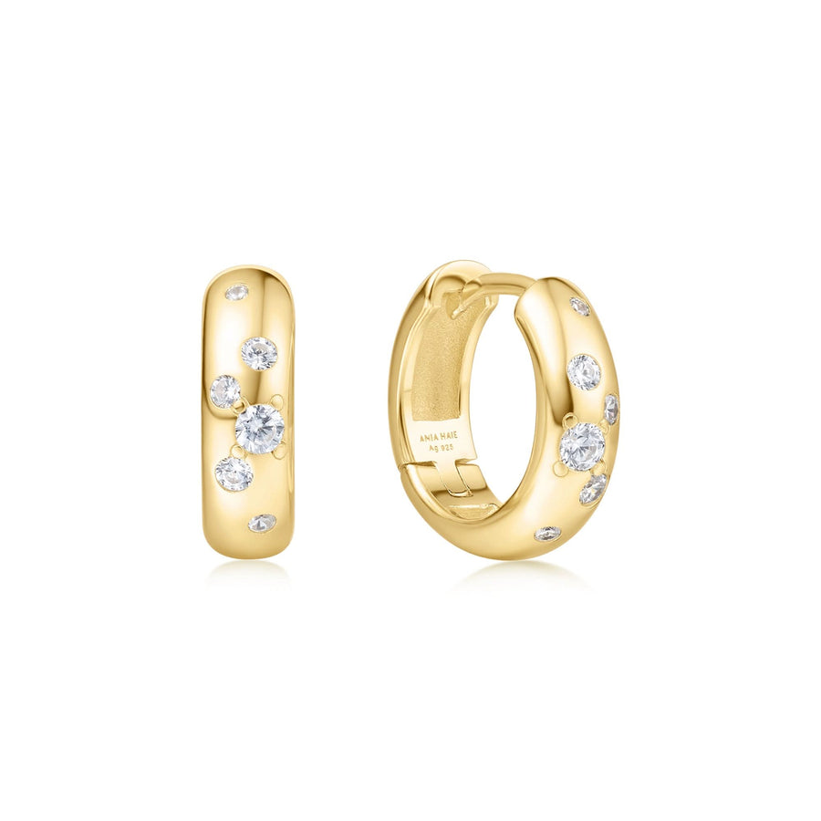 Gold Small Chubby Sparkling Huggie Hoop Earrings E065-04G