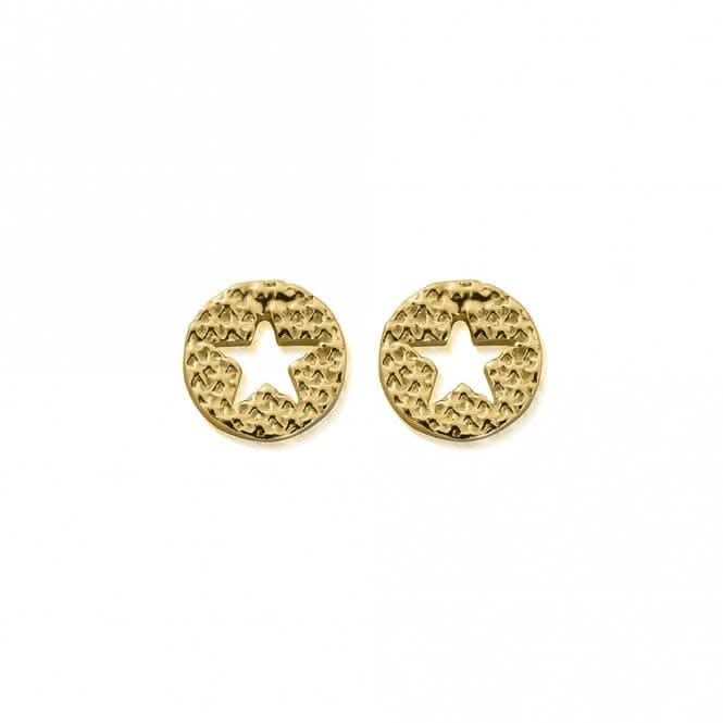 Gold Sparkle Star In Circle Earrings GEST3098