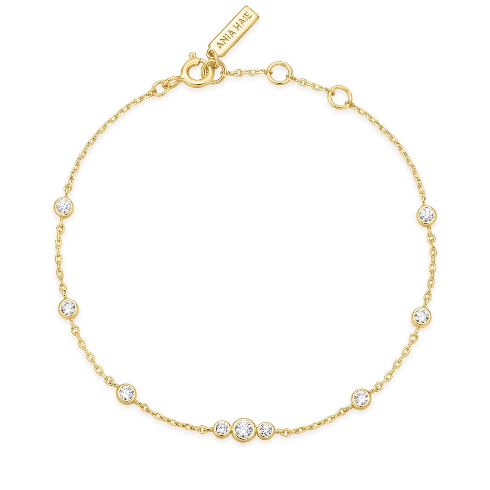 Gold Sparkling Bezel Cubic Zirconia Station Bracelet B065 - 03GAnia HaieB065 - 03G