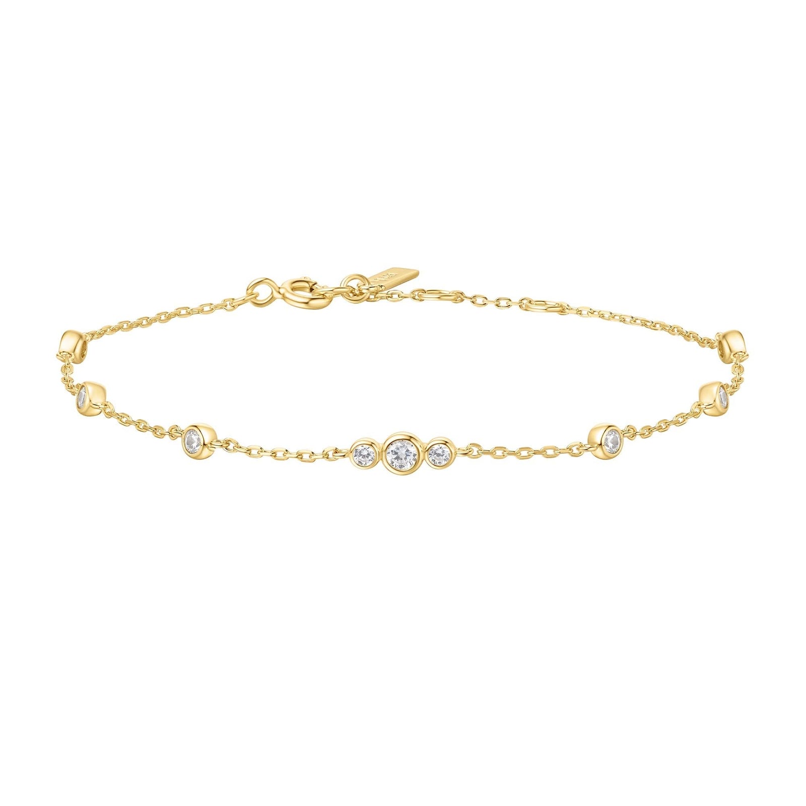 Gold Sparkling Bezel Cubic Zirconia Station Bracelet B065 - 03GAnia HaieB065 - 03G