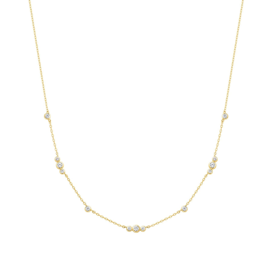 Gold Sparkling Bezel Cubic Zirconia Station Necklace N065-04G