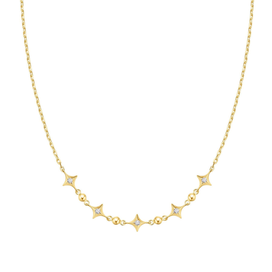 Gold Sparkling Star Station Necklace N064-04G