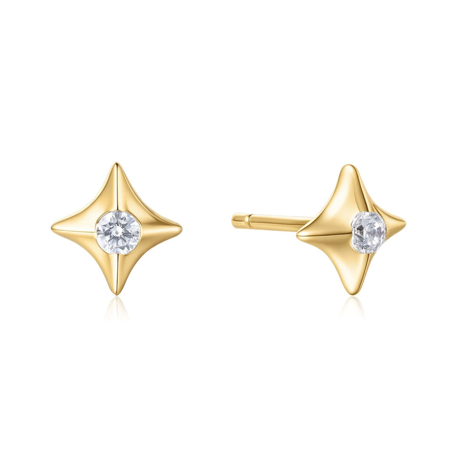 Gold Sparkling Star Stud Earrings E064-02G