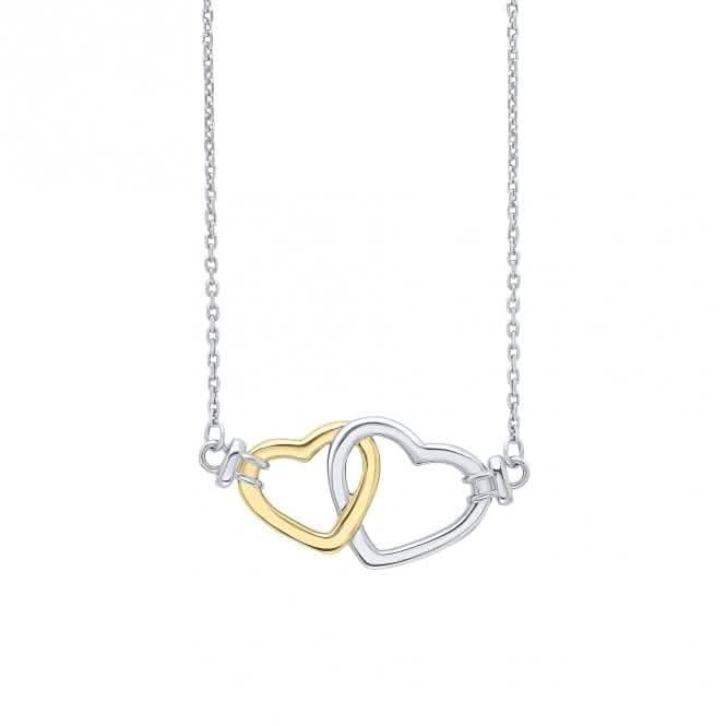 Fiorelli Silver Interlinking Double Heart Necklace N4596