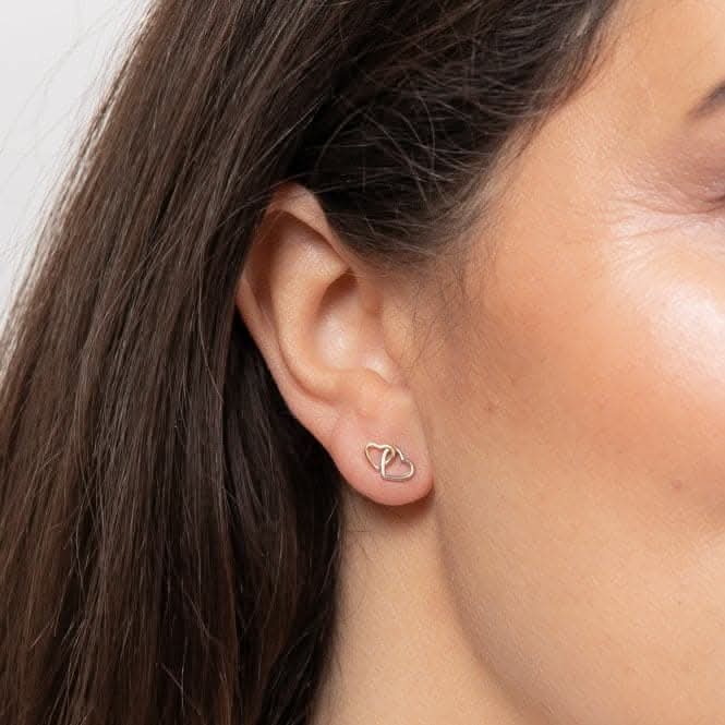 Fiorelli Silver Interlinking Double Heart Stud Earrings E6427