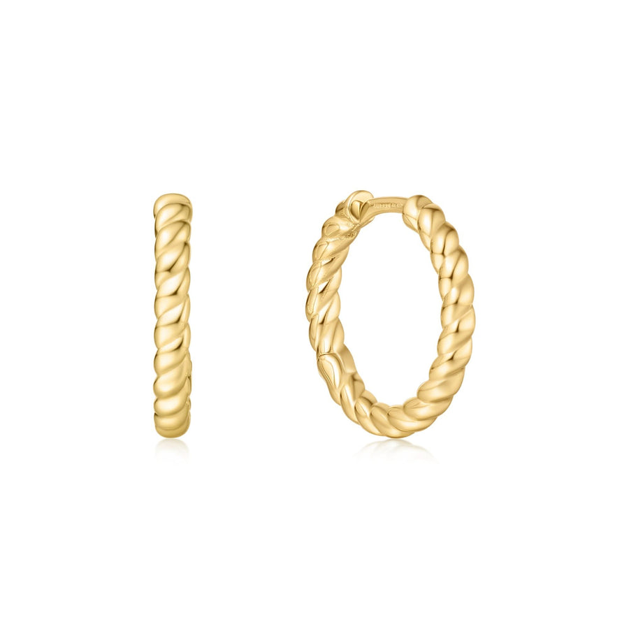Gold Texture Medium Huggie Hoop Earrings E063-05G