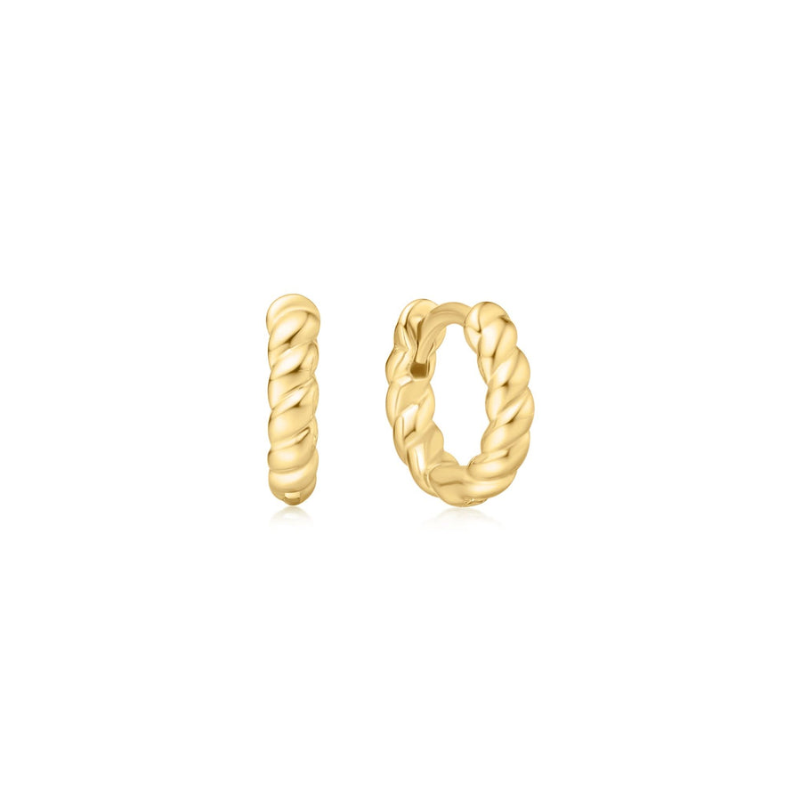 Gold Texture Small Huggie Hoop Earrings E063-03G