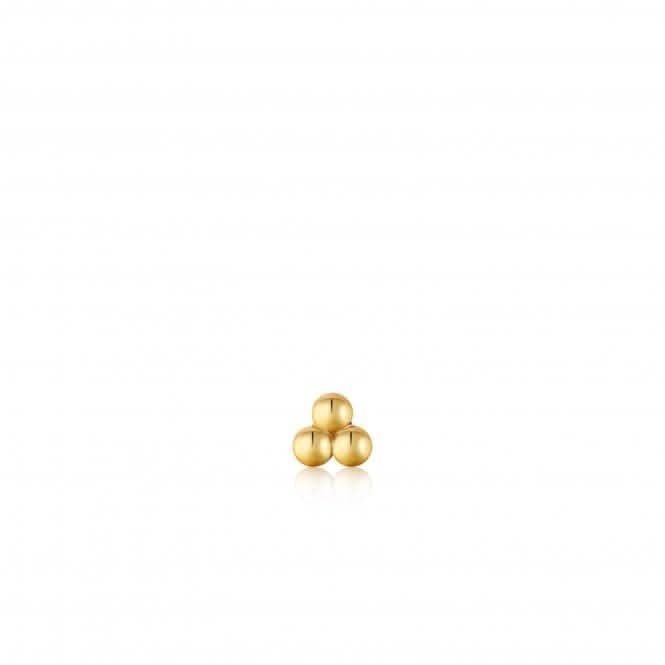 Gold Triple Ball Barbell Single Earring E035-03G