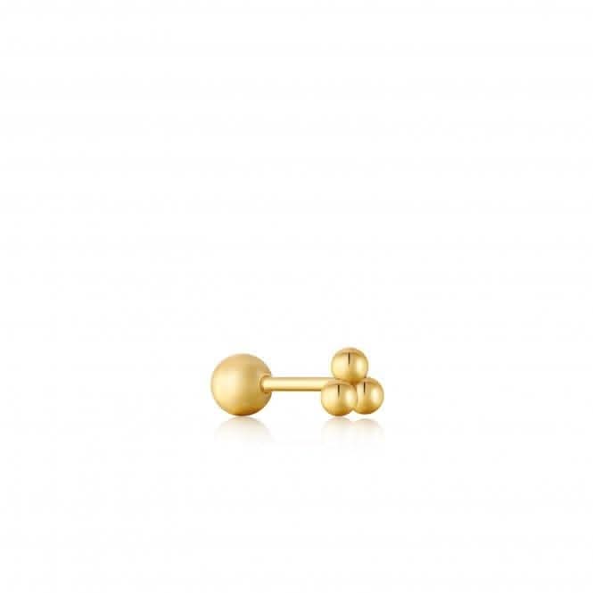 Gold Triple Ball Barbell Single Earring E035-03G