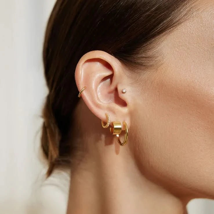 Gold Flat Small Huggie Hoop Earrings E062-02G