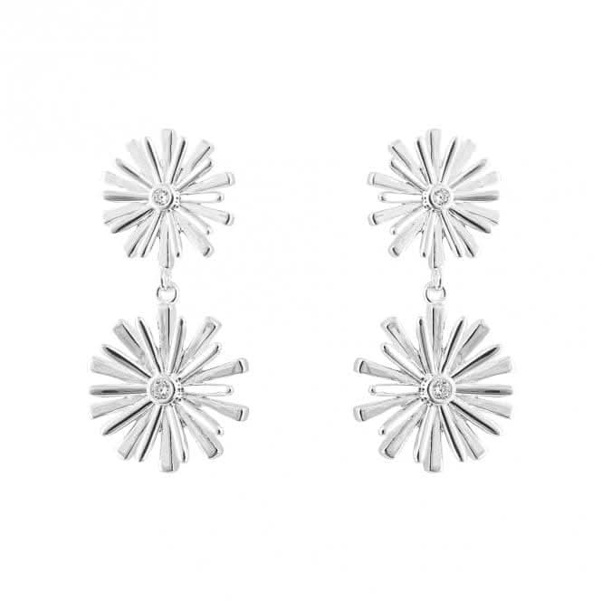 Graphic 3D Flower With Zirconia Long Earrings E6253CBeginningsE6253C