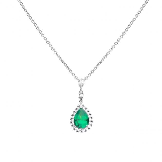 Green Teardrop With Pave Surround Necklace N4465