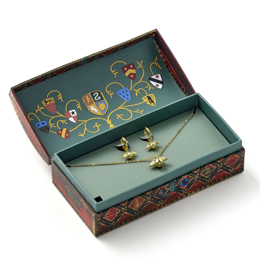 Harry Potter Quidditch Gift Box  Cute Golden Snitch Necklace & Earrings GSWN0631