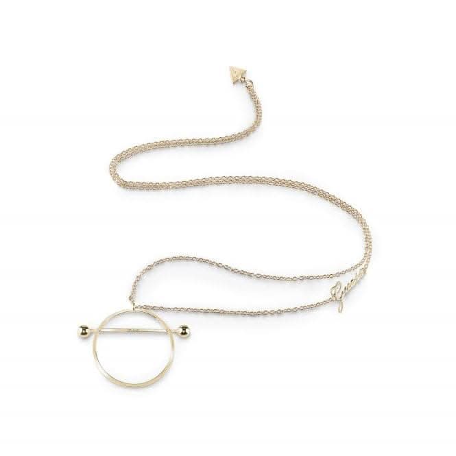 Guess Gold Plated Circle And Bar Long Necklace UBN85038Guess JewelleryUBN85038