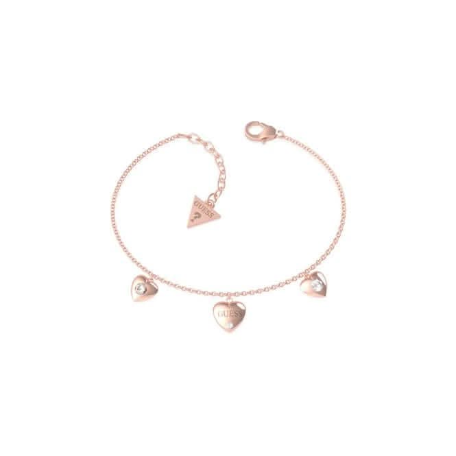 Guess Is For Lovers Multi Hearts Chain Rose Gold Bracelet UBB70039-L