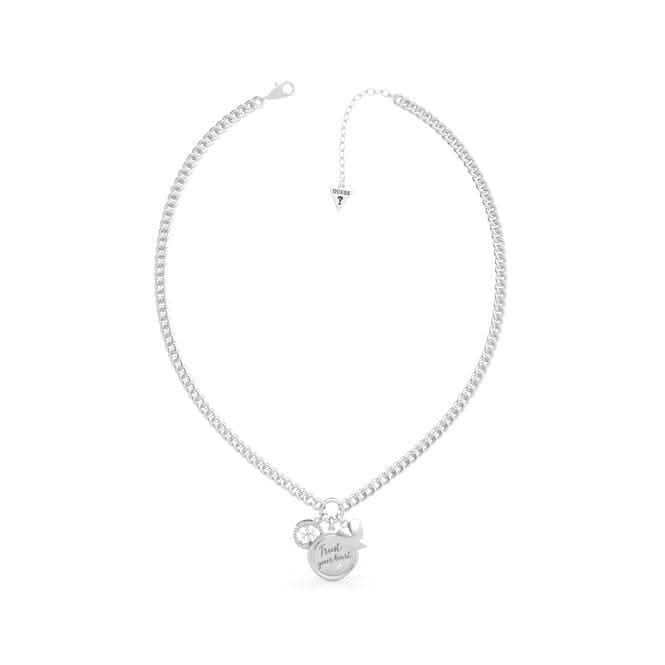 Guess My Feelings 16-18" Trust Your Heart Charm Silver Necklace UBN70038