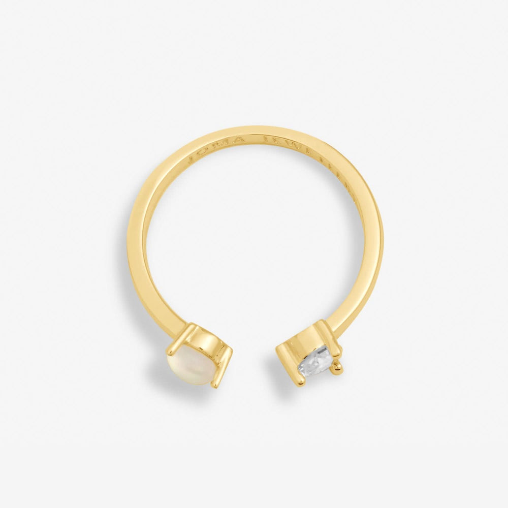 Halo Pearl Cubic Zirconia & Pearl Gold Plated Ring 8108