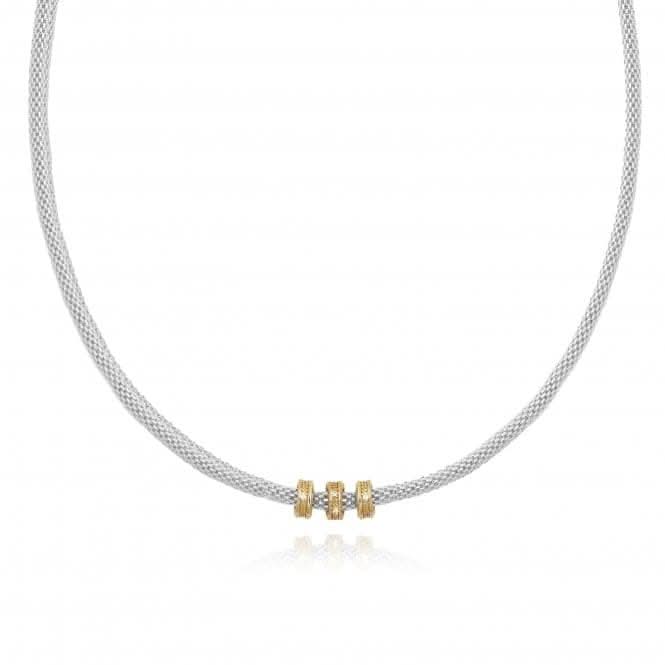 Halo Silver Venetian Chain Pave Charm Necklace 4052